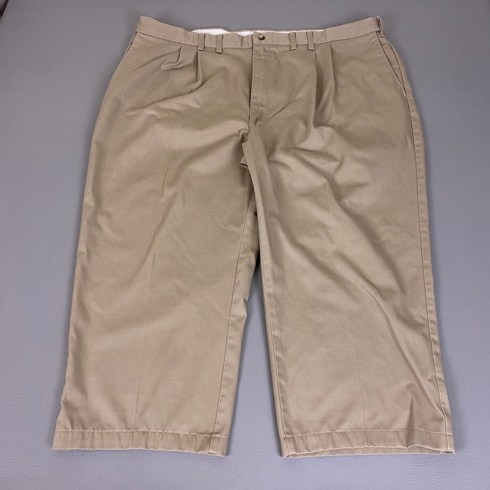 Timber Creek By Wrangler Pants Men's 46x24 Cropped Khaki Pleated Tan 100% Cotton
